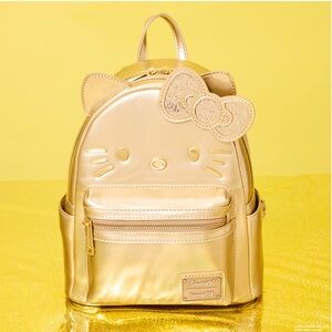 Loungefly- SANRIO Hello Kitty 50th Anniversary Gold Mini Backpack